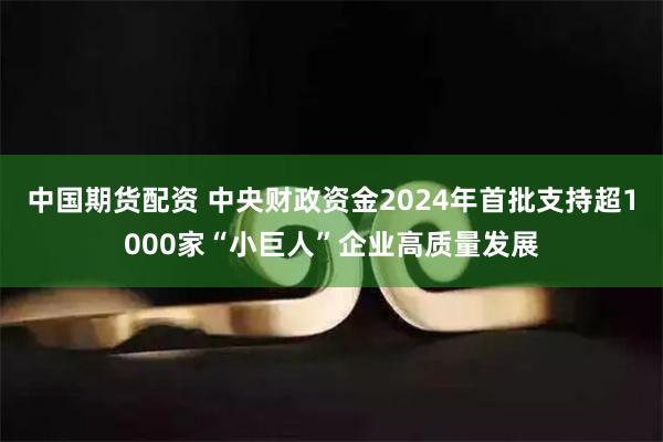 中国期货配资 中央财政资金2024年首批支持超1000家“小巨人”企业高质量发展